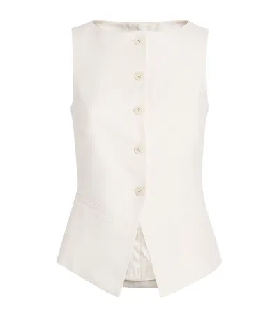 Eleventy Linen-blend Waistcoat In White