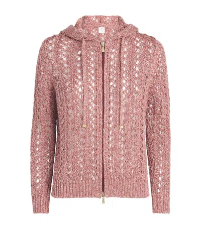 Eleventy Linen-blend Zip-up Hoodie In Multi