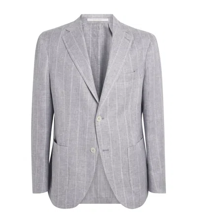 Eleventy Linen-cashmere-silk Blazer In Gray