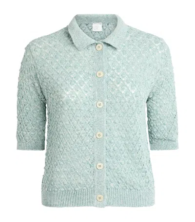 Eleventy Linen-cotton-silk Cardigan In Blue