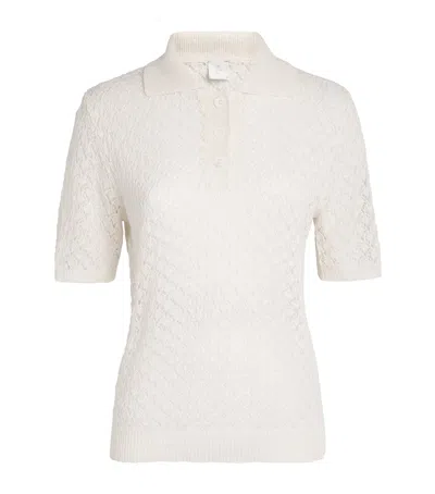 Eleventy Linen-cotton-silk-blend Polo Sweater In White