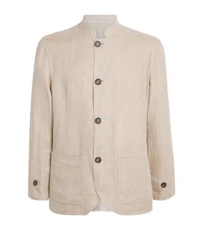 Eleventy Linen-silk Reversible Jacket In Neutral