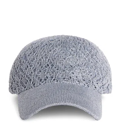 Eleventy Linen-silk-blend Baseball Cap In Gray