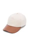 Eleventy X Harrods Leather-trimmed Linen Baseball Cap In Neutrals