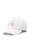 Eleventy Linen Embroidered Logo Baseball Cap In 白色