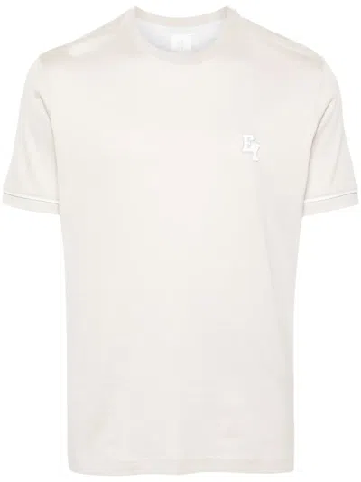 Eleventy Logo-embroidered Cotton T-shirt In Neutrals