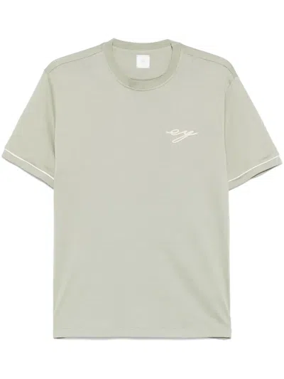 Eleventy Logo-embroidered T-shirt In Green