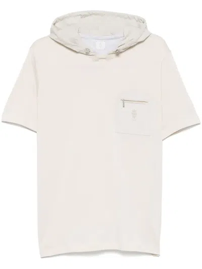 Eleventy T-shirt Mit Logo-stickerei In Nude