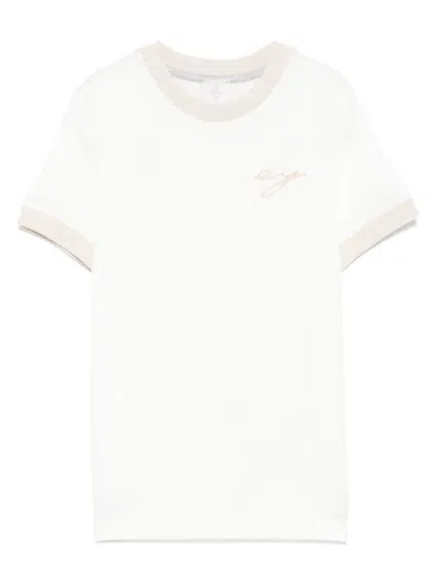 Eleventy Kids' Logo-embroidered T-shirt In White
