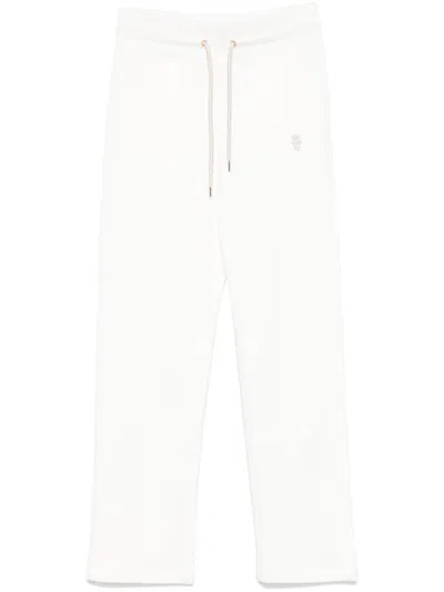 Eleventy Logo-embroidered Track Trousers In White