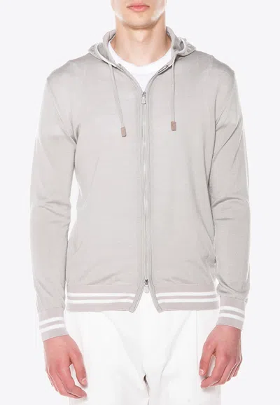 Eleventy Logo-embroidered Zip-up Sweatshirt In Gray