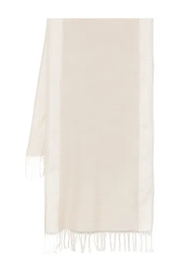 Eleventy Logo-jacquard Scarf In Neutrals