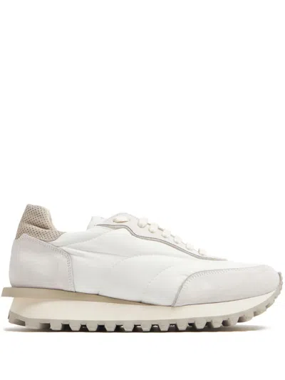 Eleventy Logo-patch Panelled Sneakers In White