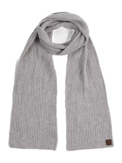 Eleventy Logo-patch Ribbed Scarf In Gray
