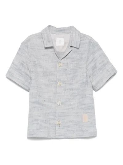 Eleventy Kids' Logo-patch Shirt In Blue