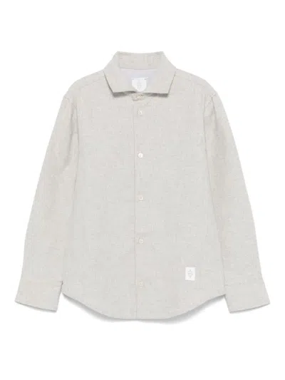 Eleventy Kids' Logo-patch Shirt In Grey