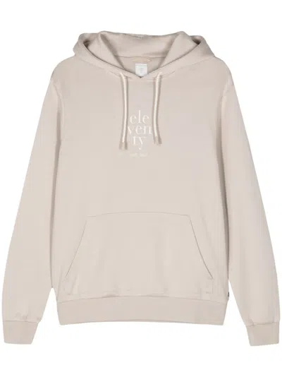 Eleventy Logo-print Hoodie In Neutrals