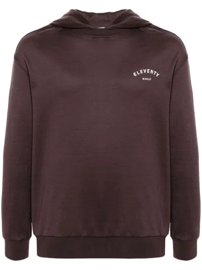 Eleventy Logo-print Hoodie In Purple