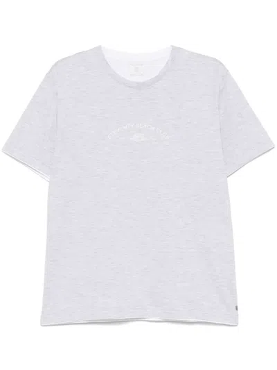 Eleventy Logo-print T-shirt In Grey