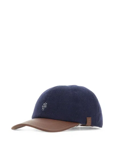 Eleventy Logo-embroidered Baseball Cap In Blue