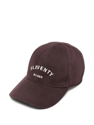 Eleventy Logo-embroidered Baseball Cap In Burgundy