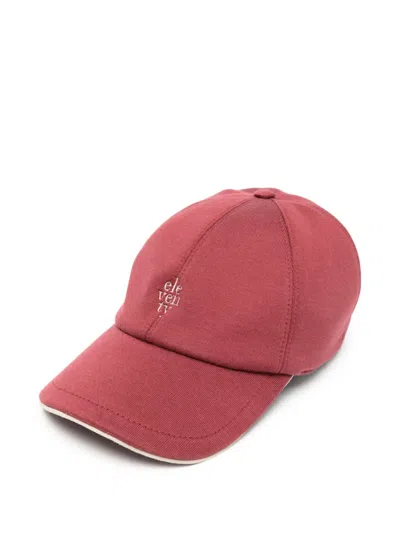 Eleventy Logo-embroidered Touch-strap Baseball Cap In Brown