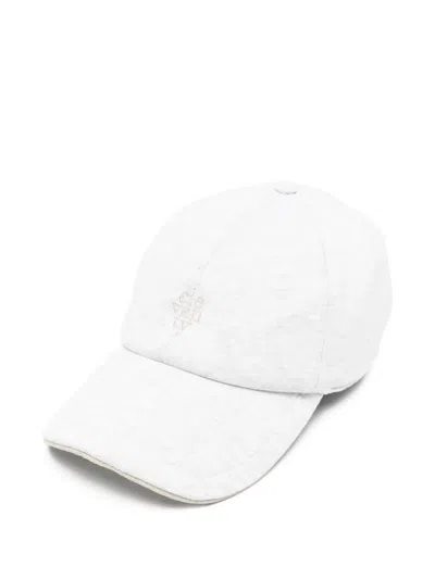 Eleventy 로고 자수 터치 스트랩 베이스볼 캡 모자 In White