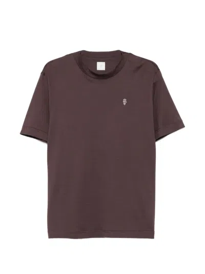 Eleventy Logo-embroidery T-shirt In Brown