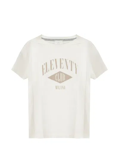 Eleventy Kids' Logo-print Cotton T-shirt In Neutral