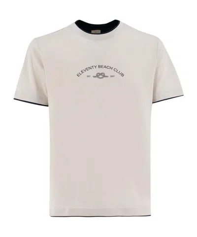 Eleventy Logo-print T-shirt In Pink