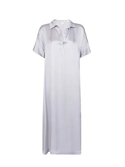 Eleventy Long Dress With Short Sleeves In Polvere