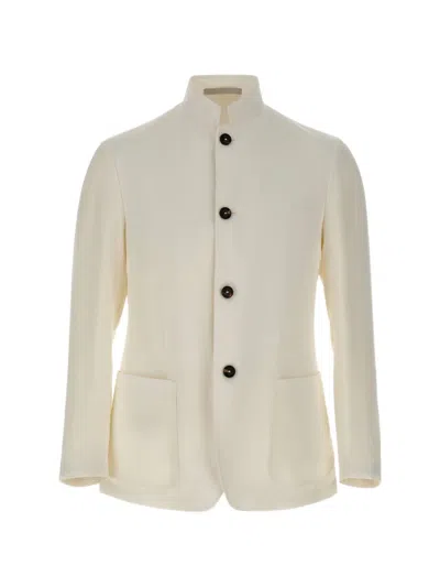 Eleventy Long-sleeve Button Blazer In Neutral