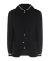 Eleventy Hooded Blazer With Front Pockets And Striped Trim In Black