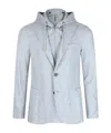 Eleventy Hooded Blazer With Front Pockets And Long Sleeves In Gray