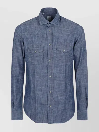 ELEVENTY LONG SLEEVE COTTON SHIRT WITH FLAP POCKETS