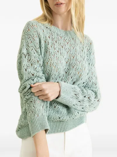 Eleventy Long Sleeve Crew-neck Sweater In Green