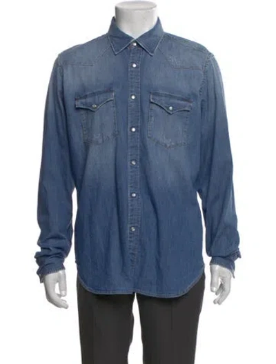Pre-owned Eleventy Long Sleeve Denim Shirt In Blue