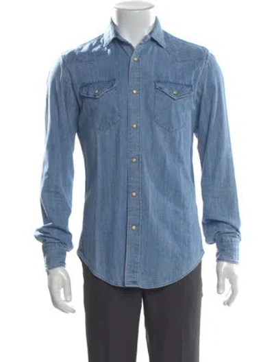 Pre-owned Eleventy Long Sleeve Denim Shirt In Blue