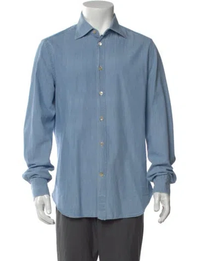 Pre-owned Eleventy Long Sleeve Denim Shirt In Blue