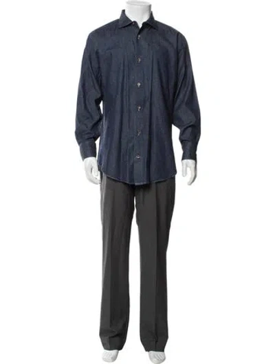 Pre-owned Eleventy Long Sleeve Denim Shirt In Blue