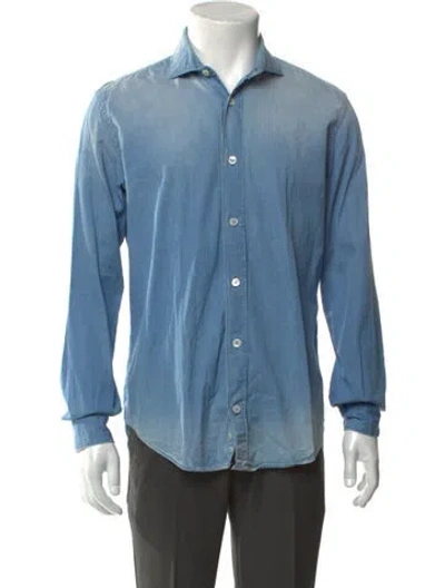 Pre-owned Eleventy Long Sleeve Denim Shirt In Blue