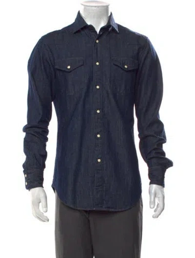 Pre-owned Eleventy Long Sleeve Denim Shirt In Blue