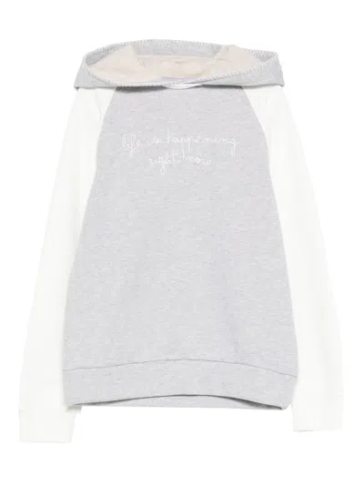 Eleventy Kids' Long-sleeve Hoodie In Gray