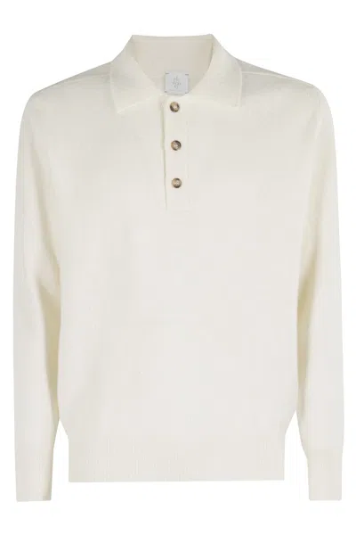 ELEVENTY ELEVENTY LONG-SLEEVE KNIT POLO WITH THREE-BUTTON PLACKET
