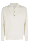 Eleventy Long-sleeve Knit Polo With Three-button Placket In White