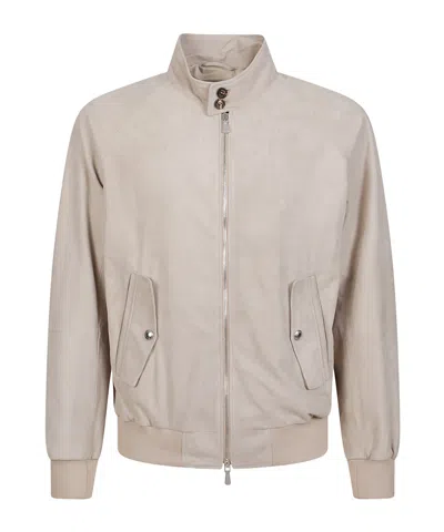 Eleventy Long Sleeve Leather Jacket In Neutral