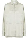 Eleventy Long Sleeve Linen Shirt In Gray