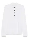 Eleventy Long-sleeved Polo Sweater In White