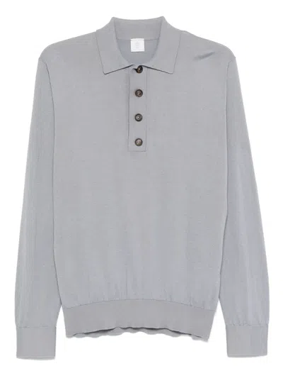 Eleventy Long-sleeve Polo Shirt In Gray