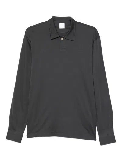 Eleventy Long-sleeve Polo Shirt In Gray